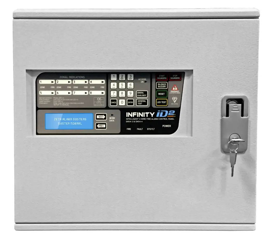 [37-660M ID2/2/M] Zeta Infinity Id2 - 2 Zone Fire Panel In Metal Enclosure