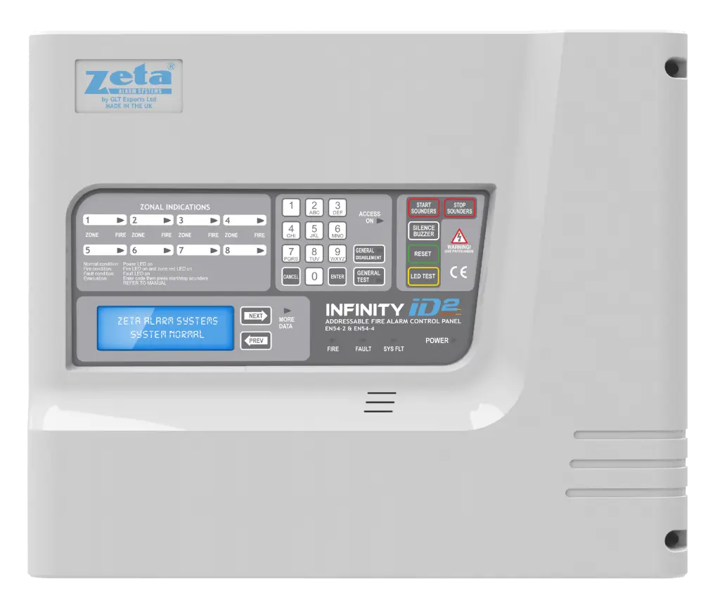 [37-663 ID2/8] Zeta Infinity Id2 - 8 Zone Fire Panel Id2/8
