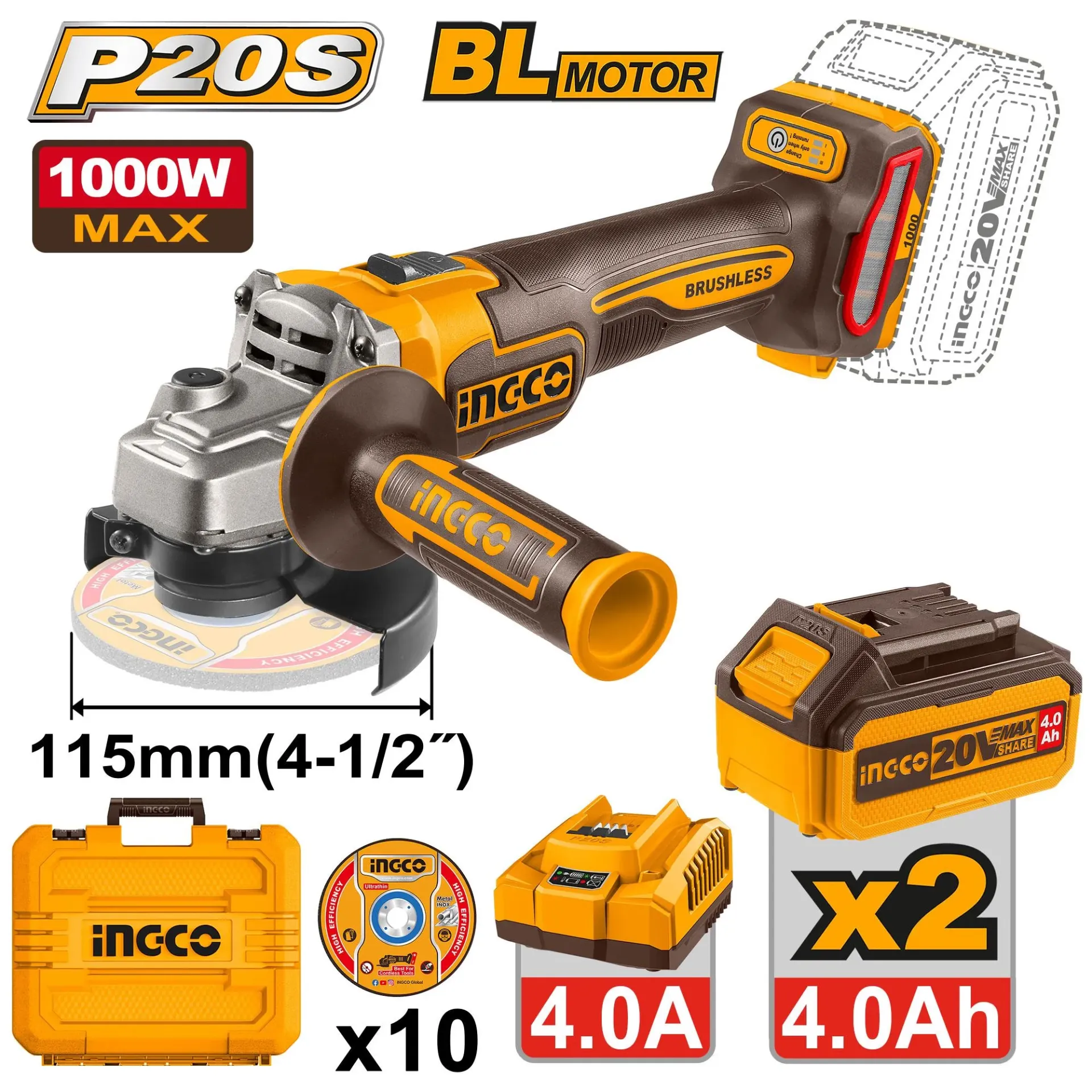 [CAGLI271532] Ingco Cordless Angle Grinder [CAGLI271532]