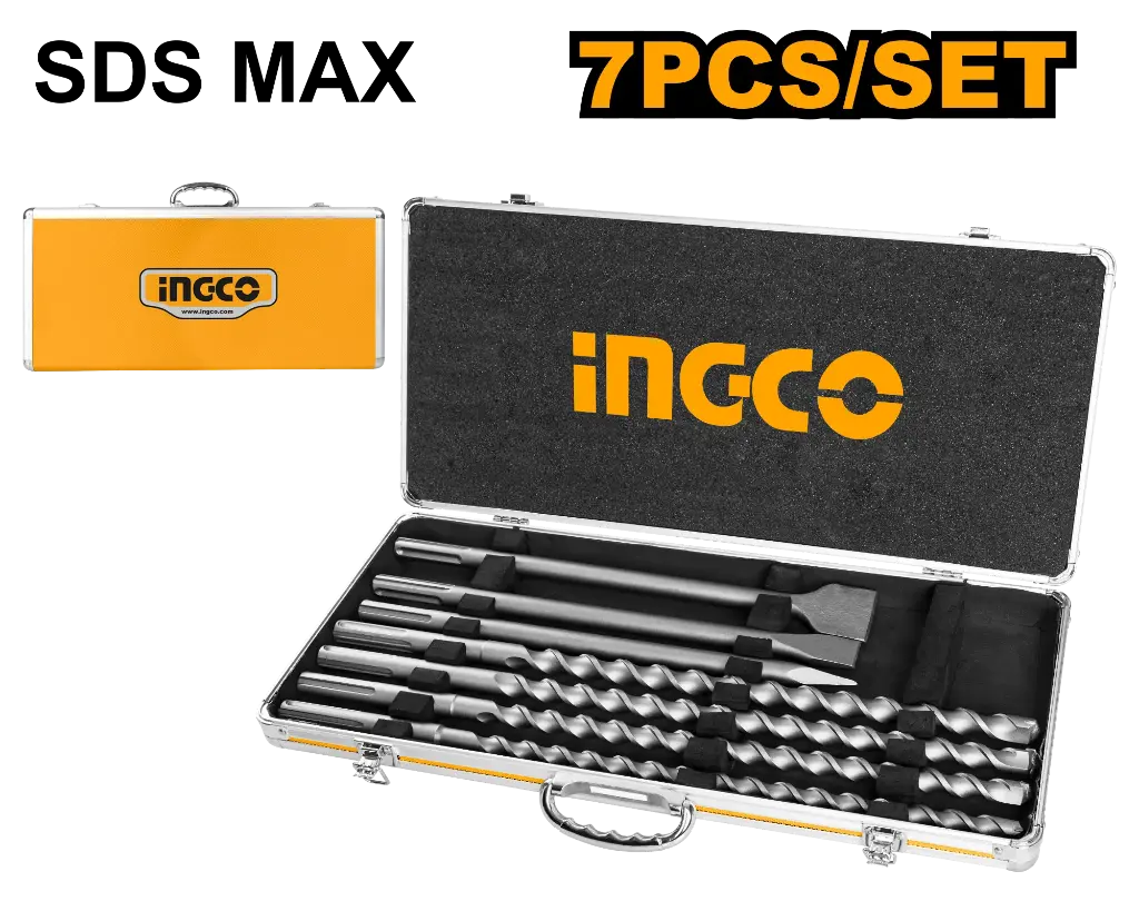 Ingco 7 Pcs Sds Max Hammer Drill Bit And Chisel Set [AKD5075]