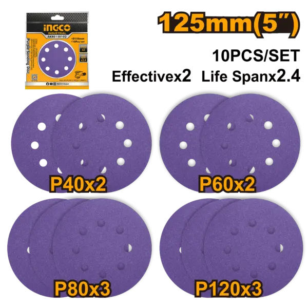 [AKRS125101] Ingco Purple Sanding Disc [AKRS125101]