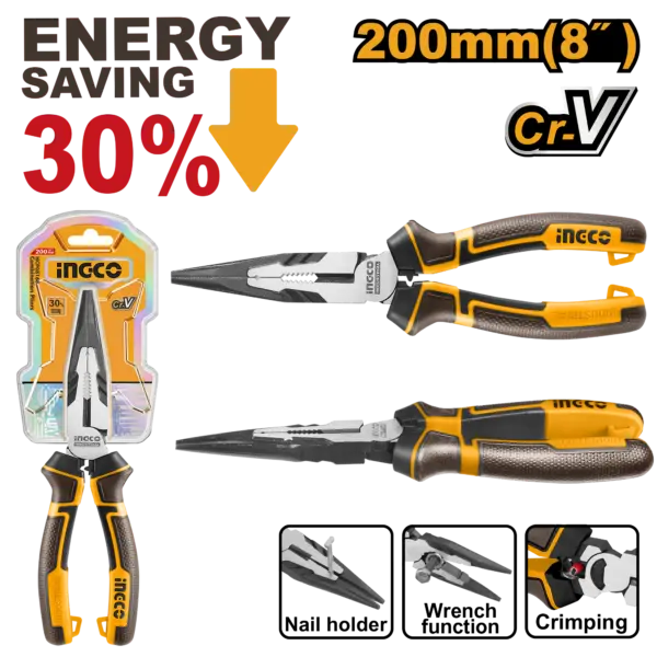 Ingco High Leverage Long Nose Pliers [HHLNP28200]