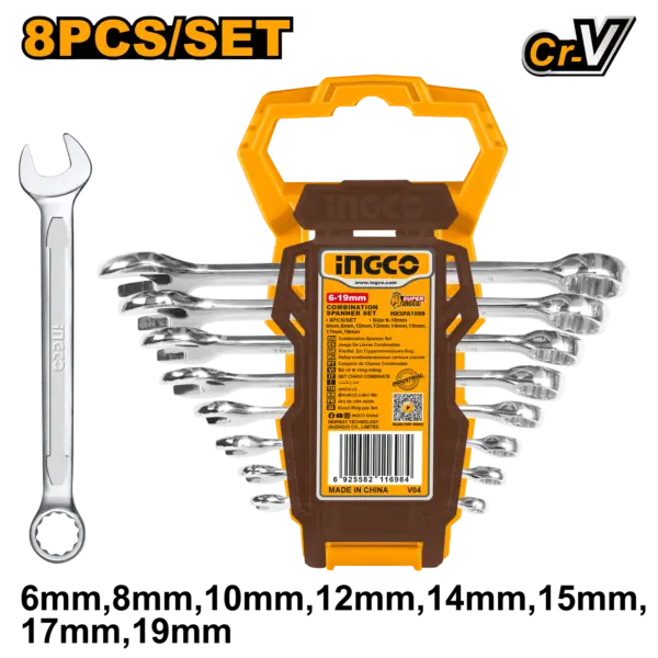 [HKSPA1088] Ingco 8Pcs Combination Spanner Set [HKSPA1088]