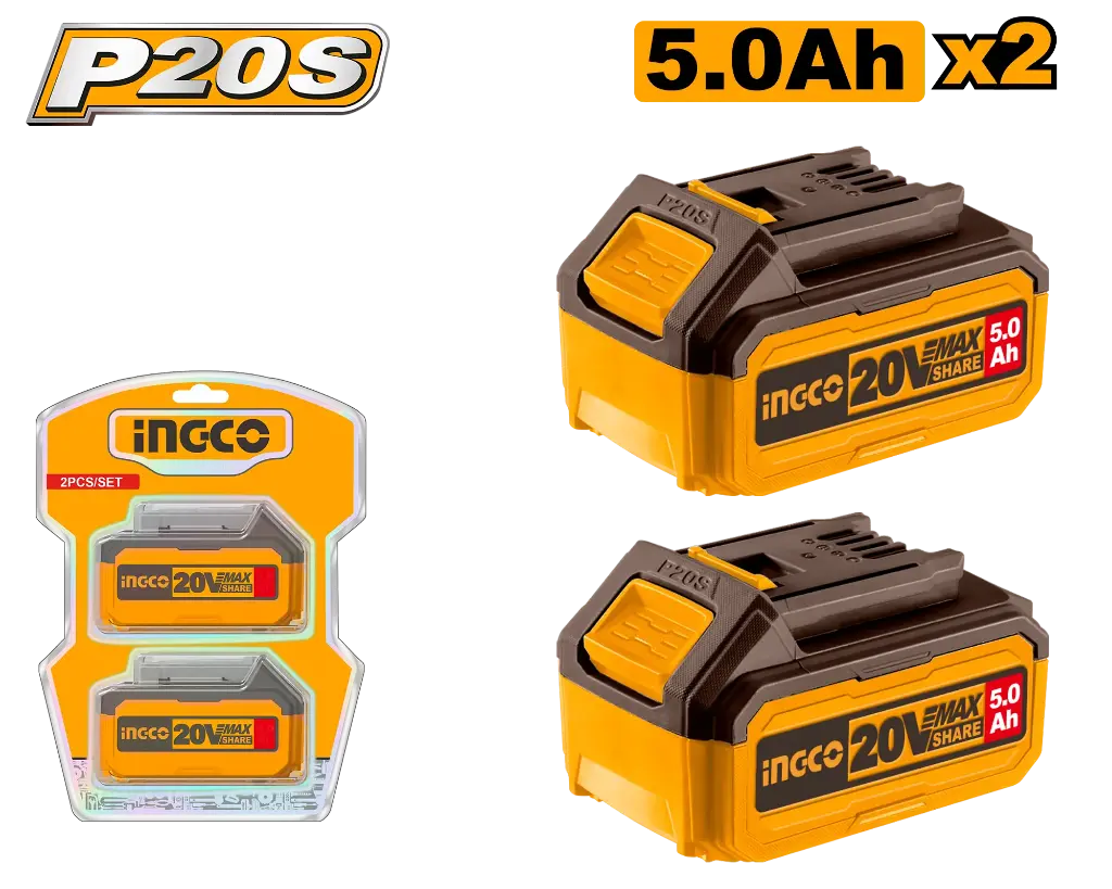 [COSLI240464] Ingco P20S Lithium-Ion Battery Kit 2X5Ah - P5C10 [COSLI240464]