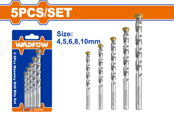 [WMJ2K01] Wadfow 5 Pcs Masonry Drill Bits Set [WMJ2K01]