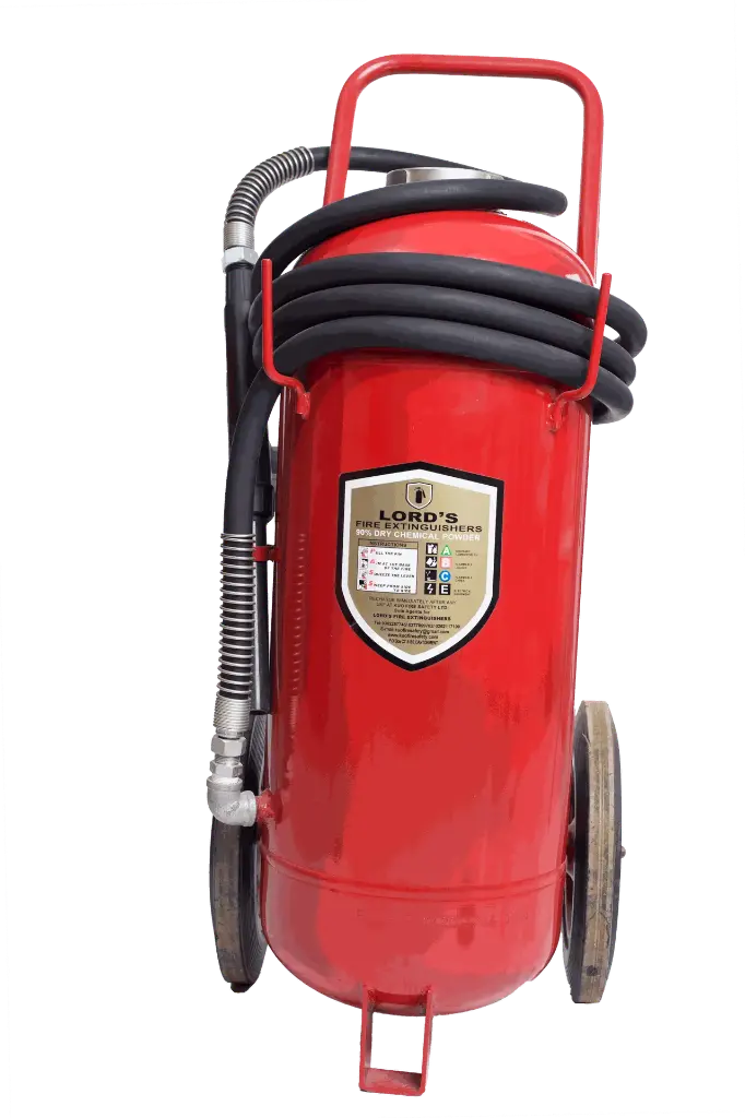 [FIR-07065] Lords 90% Dry Powder Trolley Fire Extinguisher 50Kg( EN3-BSI EN615 Approved ISO 9001 Certified )