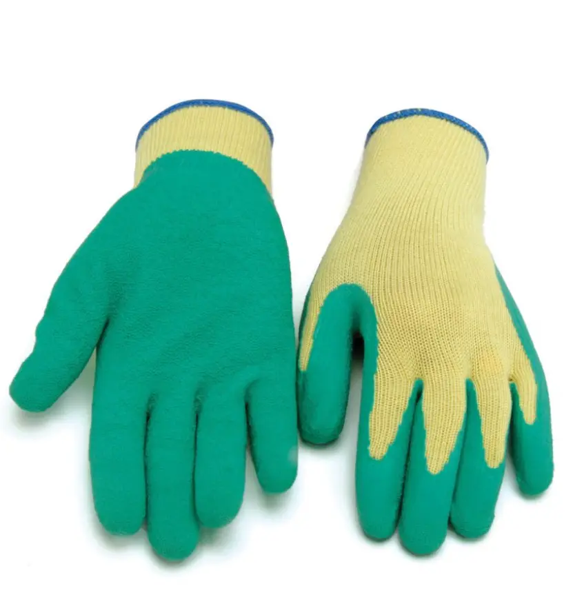 [SAF-07124] Gloves Cotton Rubber Coated Palm Yellow&Green